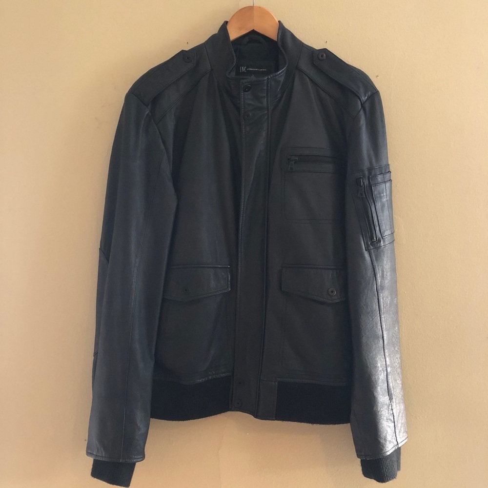 INC Men’s 100% Leather Jacket Sz Large